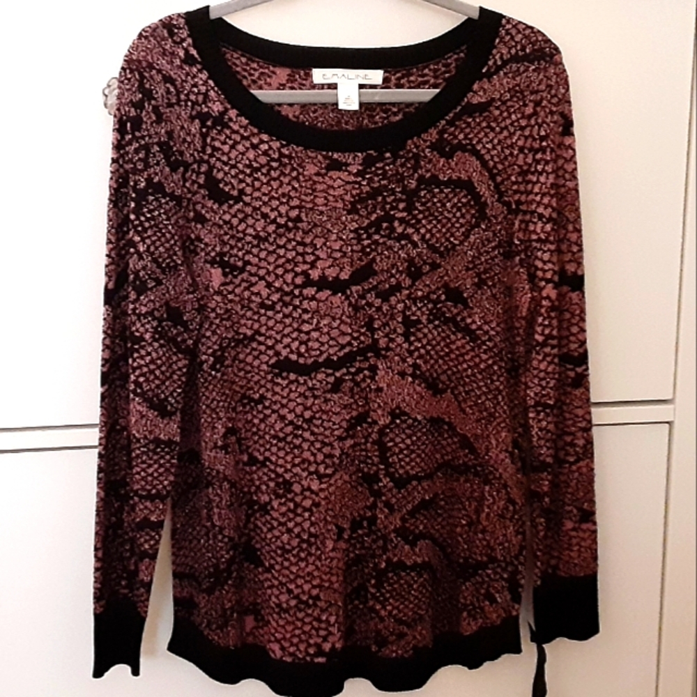 Emaline Pink and Black Shimmer Print Sweater